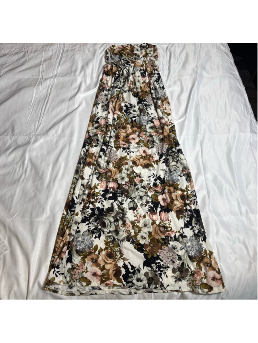 Women's Vibe Sportswear Floral Maxi Dress Size M White Brown